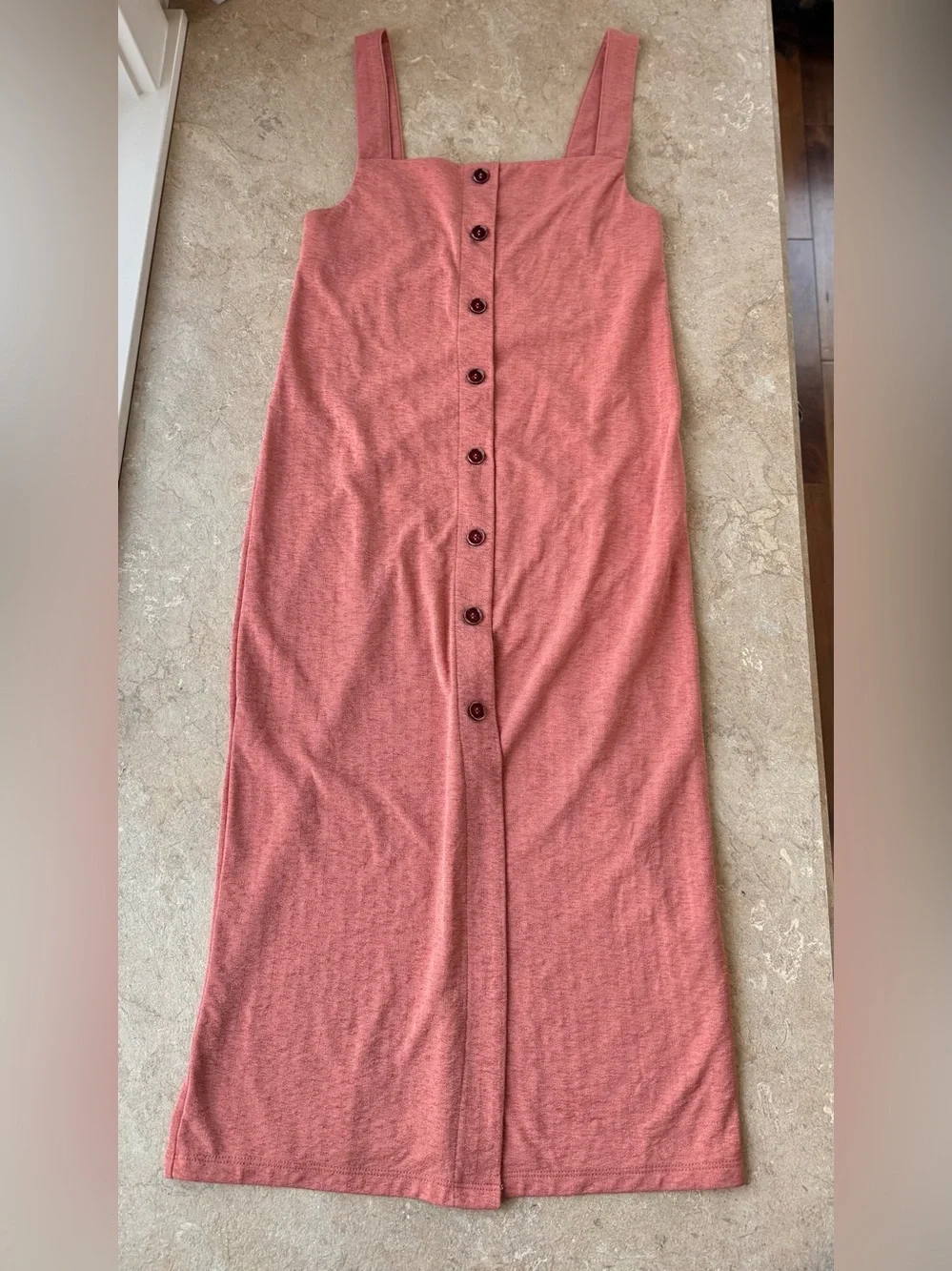 Zara Terracotta Orangey-Pink Midi Bodycon Dress, Size Small - Picture 3 of 8